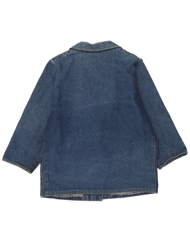 Jaqueta blazer jeans feminina vintage grande com 2 botões Reino Unido 18 XL azul