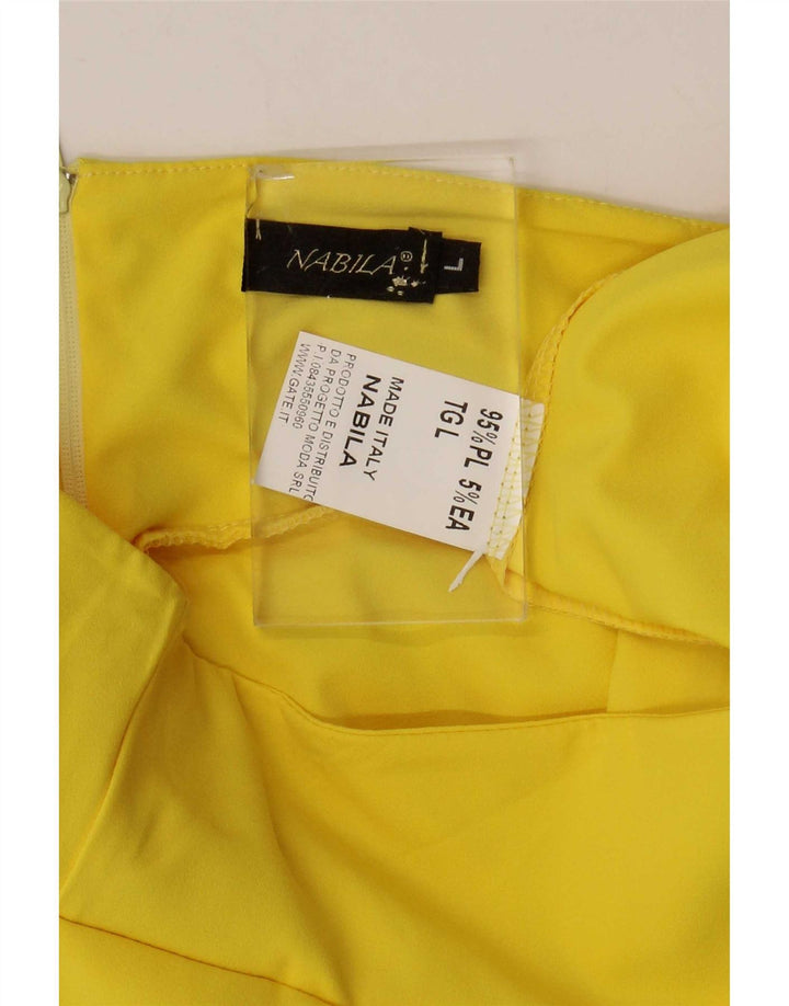 Minissaia feminina Nabila grande W32 poliéster amarelo