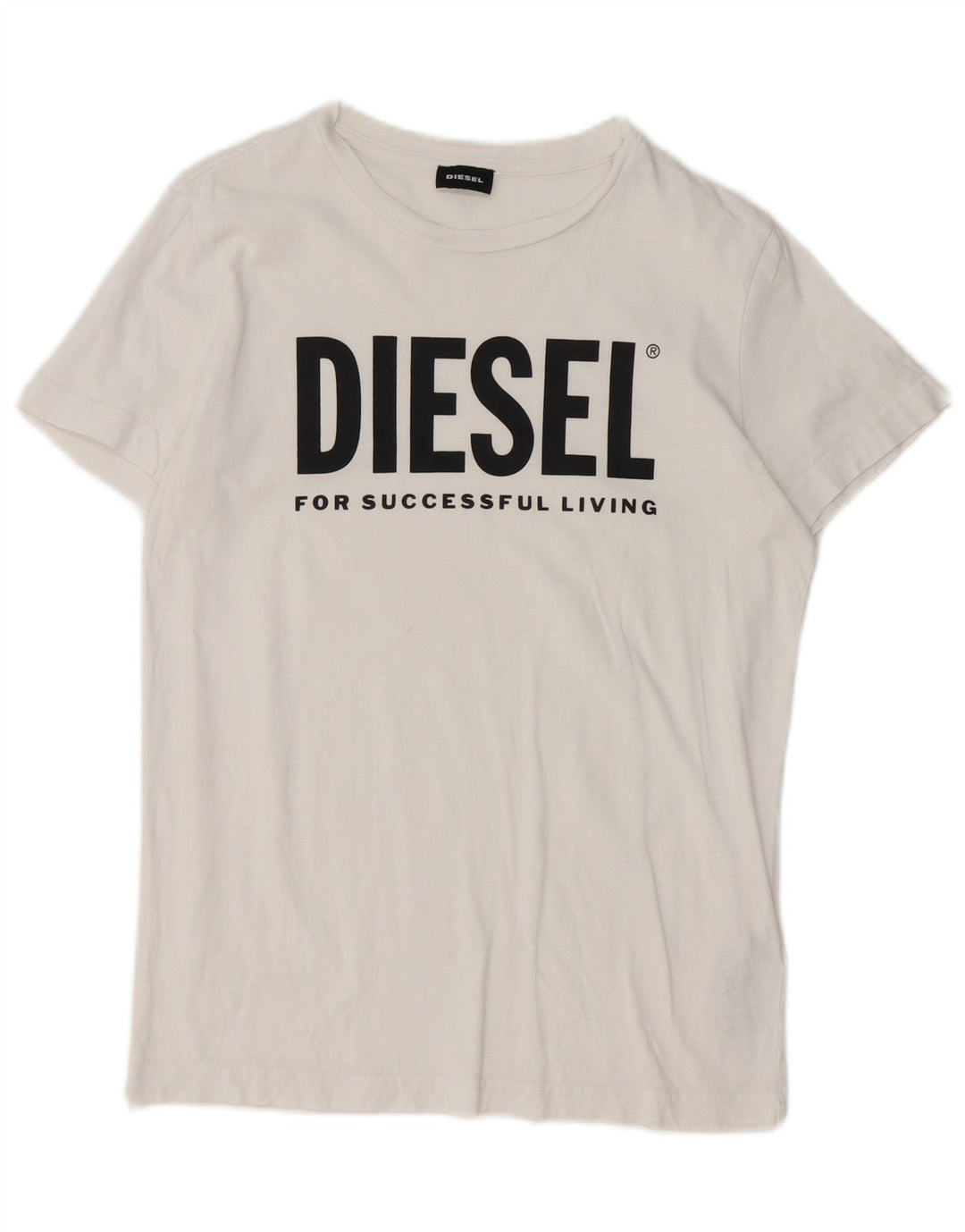 Diesel Mens Graphic T-Shirt Top XS Algodão Branco