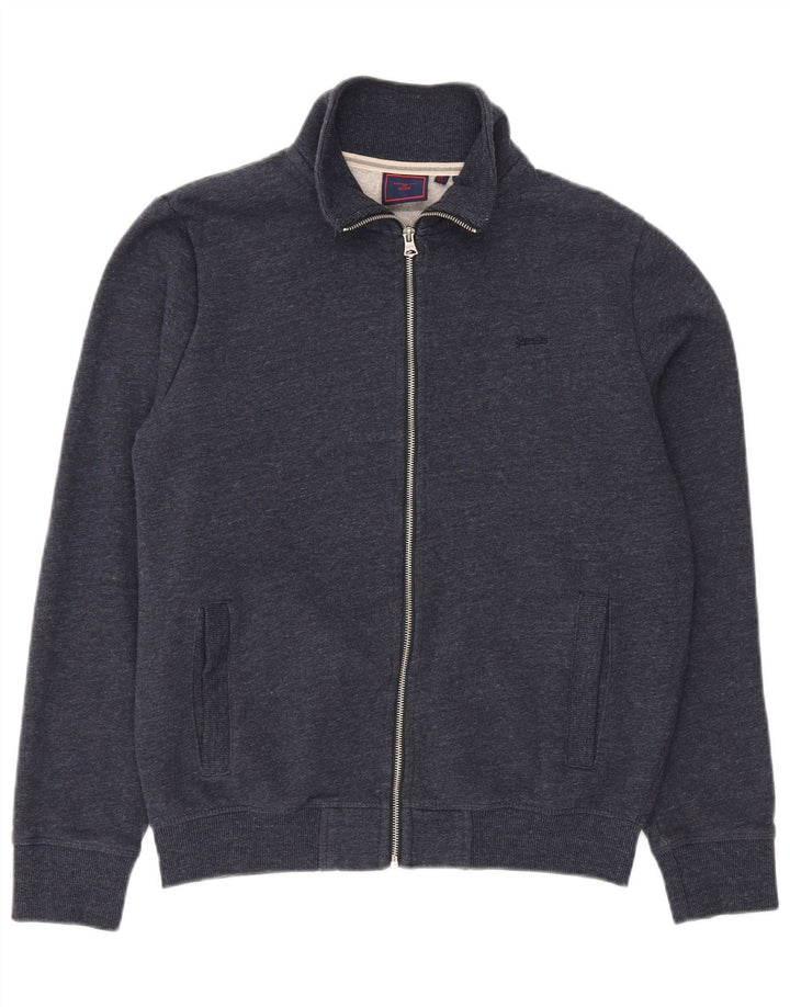 Superdry Jaqueta masculina de agasalho grande algodão manchado azul marinho