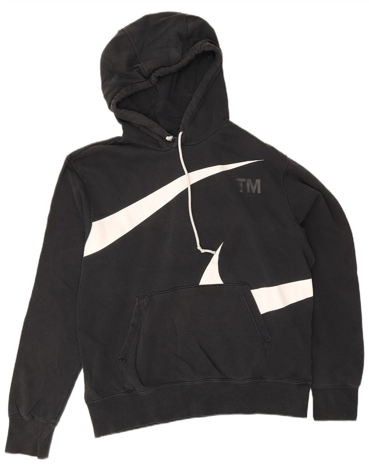 Nike masculino gráfico moletom com capuz médio algodão preto