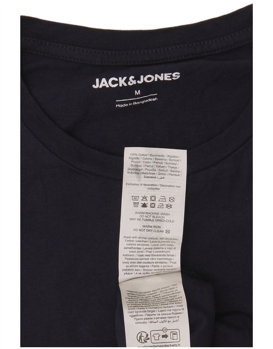 Camiseta gráfica masculina Jack & Jones Top médio algodão azul marinho