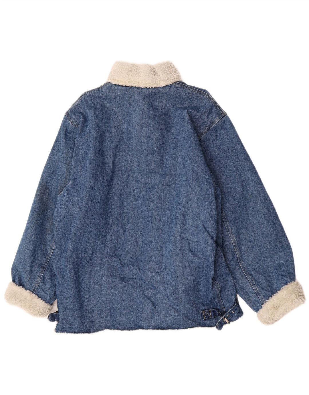Jaqueta jeans masculina Sherpa vintage Reino Unido 38 algodão azul médio