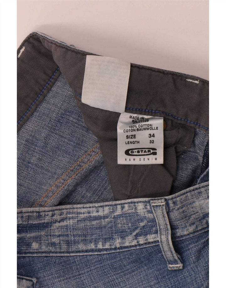 G-Star Mens Cargo Straight Jeans W34 L32 Azul Algodão