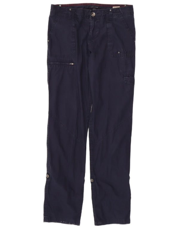 Calça cargo feminina reta Tommy Hilfiger US 4 pequena W30 L31 azul marinho