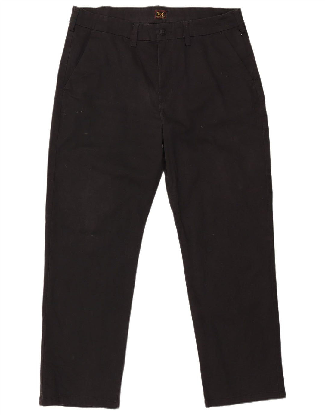 Lee Mens Straight Chino Calças W36 L30 Algodão Preto