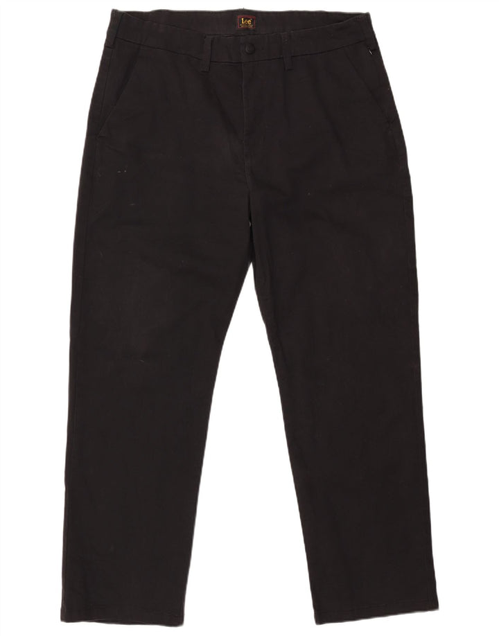 Lee Mens Straight Chino Calças W36 L30 Algodão Preto