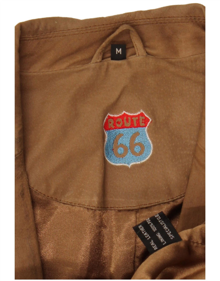 Jaqueta blazer masculina de couro com 2 botões Route 66 Reino Unido 38 marrom médio