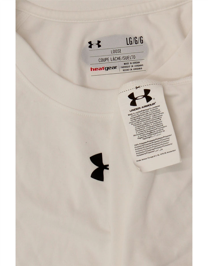 Camiseta masculina Under ARMOR Heat Gear grande poliéster branco