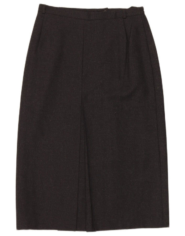 Saia midi feminina Marks & Spencer UK 14 médio W30 cinza lã nova