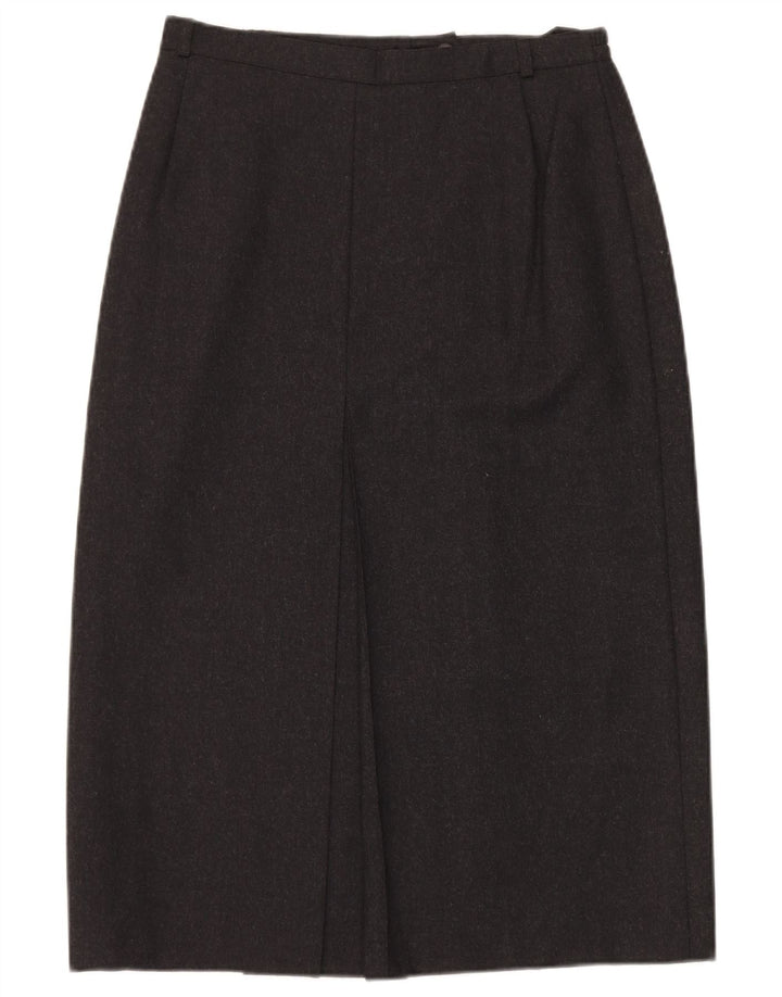 Saia midi feminina Marks & Spencer UK 14 médio W30 cinza lã nova