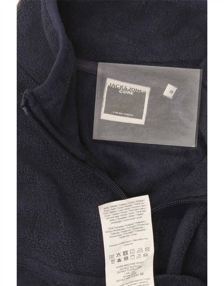 Suéter masculino de lã Jack & Jones com zíper e gola pequena azul marinho poliéster