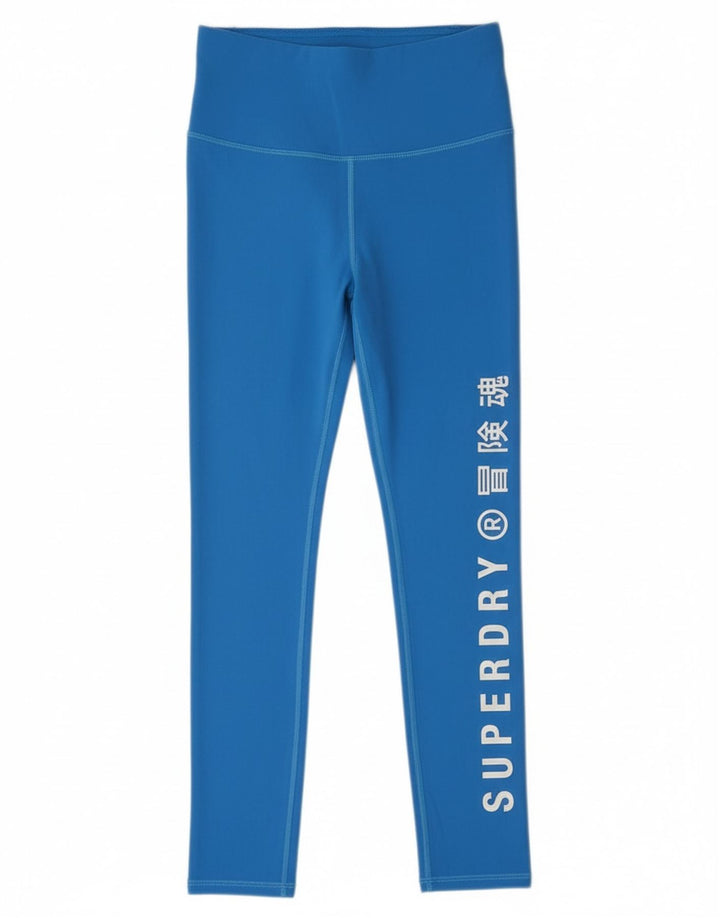 Superdry Womens Graphic Crop Leggings UK 8 Pequeno Azul Poliéster