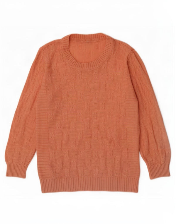 Suéter feminino vintage com gola canoa UK 14 rosa médio