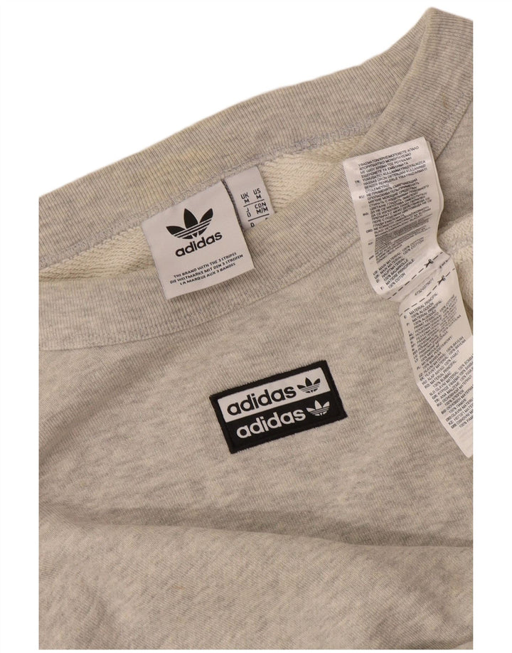 Adidas masculino solto ajuste moletom jumper médio cinza algodão manchado