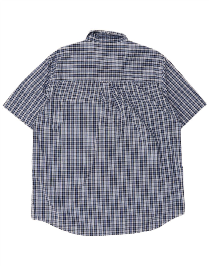 Camisa masculina de manga curta Chaps Easy Care de algodão xadrez azul grande