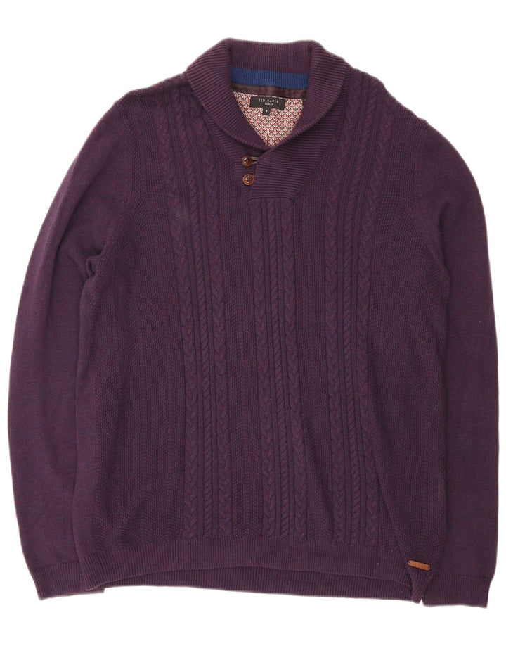 Suéter masculino TED BAKER com gola xale tamanho 6 2XL algodão roxo