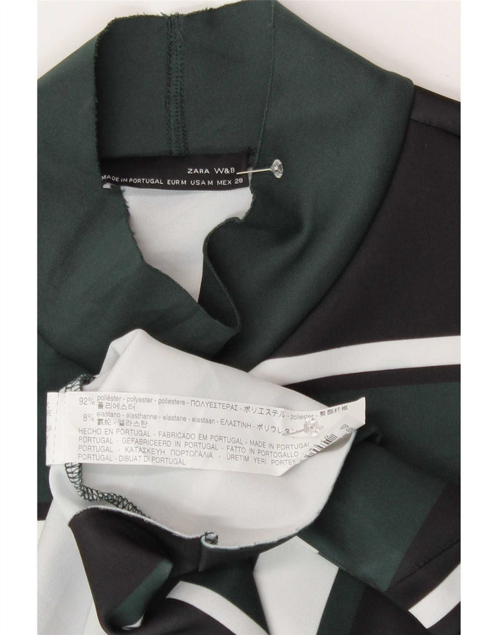 Blusa feminina Zara UK 12 poliéster colorblock verde médio