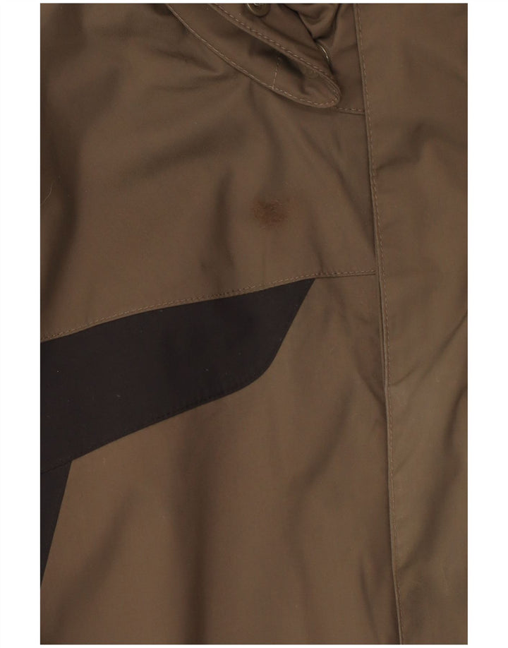 Jaqueta de chuva masculina Jack Wolfskin com capuz UK 36/38 Medium Khaki Colourblock
