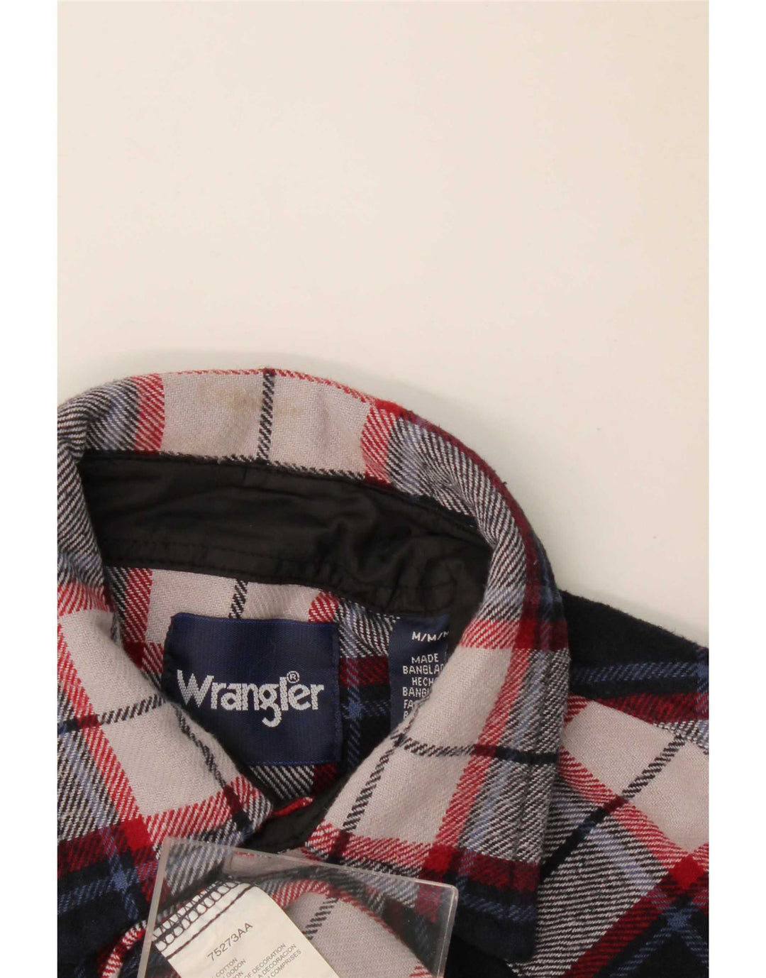 Camisa masculina de flanela Wrangler de algodão xadrez azul marinho médio