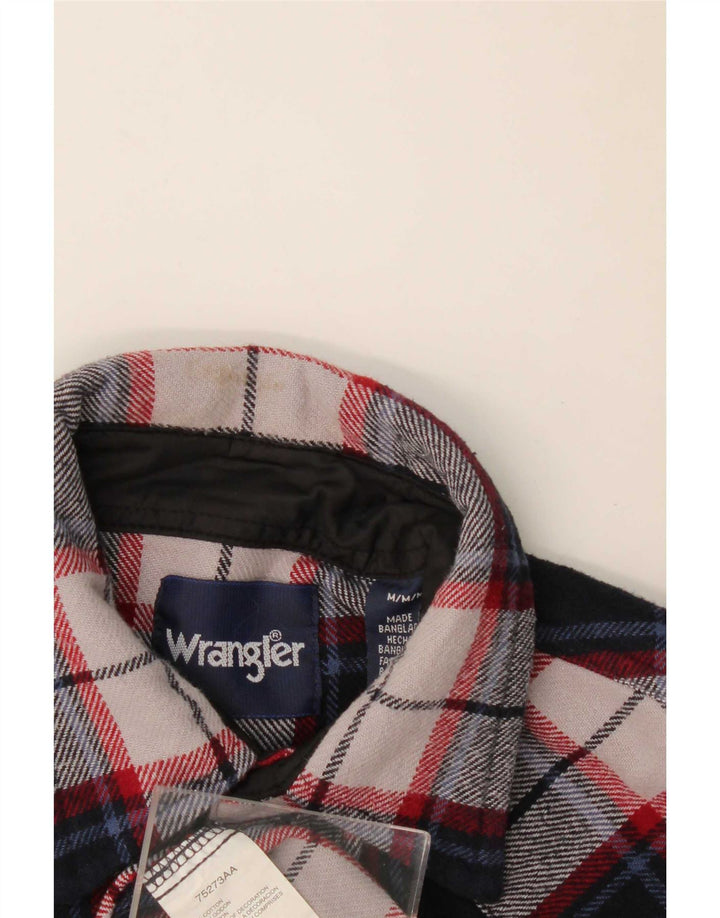 Camisa masculina de flanela Wrangler de algodão xadrez azul marinho médio