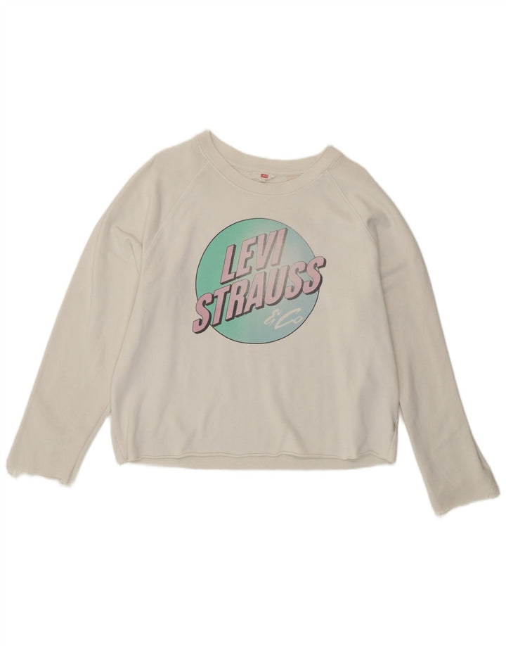 Suéter gráfico feminino Levi's UK 16 grande algodão branco