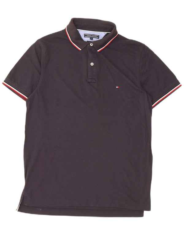 Camisa polo masculina Tommy Hilfiger Slim Fit grande algodão preto