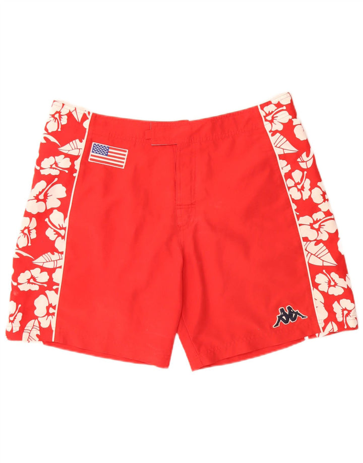 Shorts de natação masculino Kappa gráfico grande poliéster floral vermelho