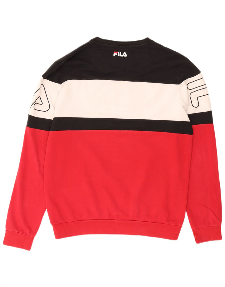 Fila moletom gráfico masculino jumper grande algodão colorblock vermelho
