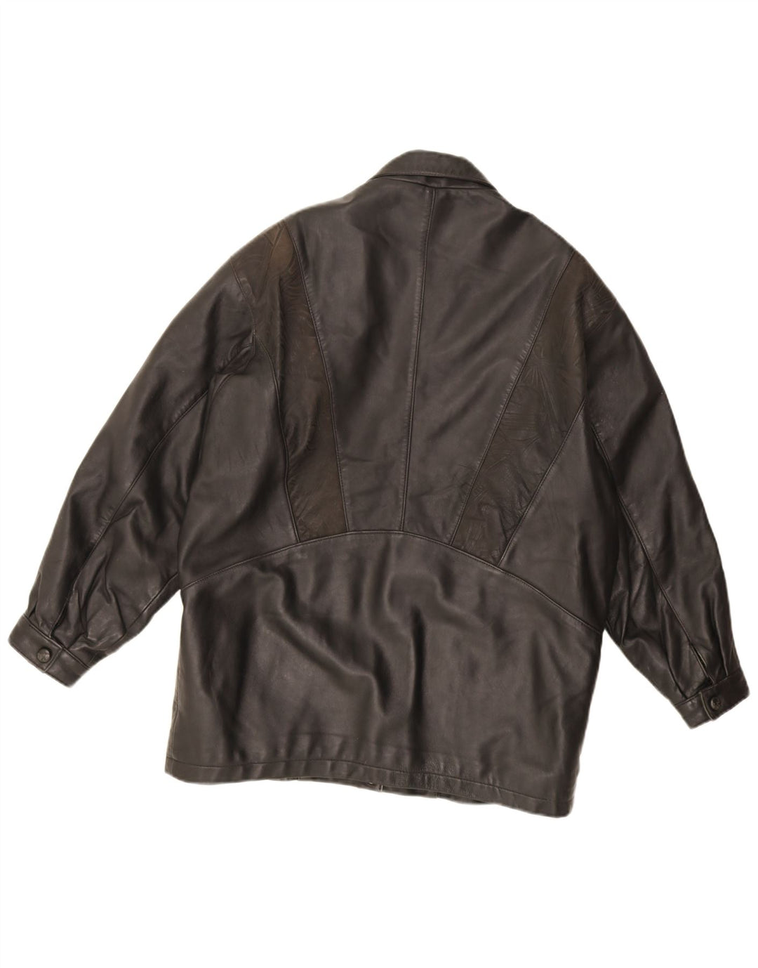 Jaqueta de couro superdimensionada feminina vintage Reino Unido 16 couro preto grande
