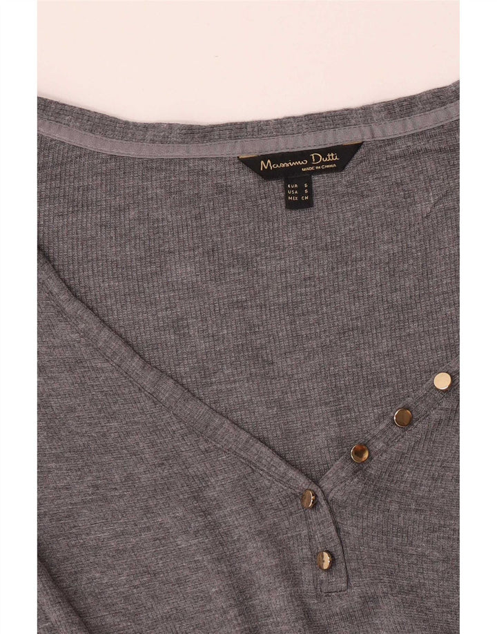 Top feminino Massimo Dutti manga comprida UK 10 pequeno cinza