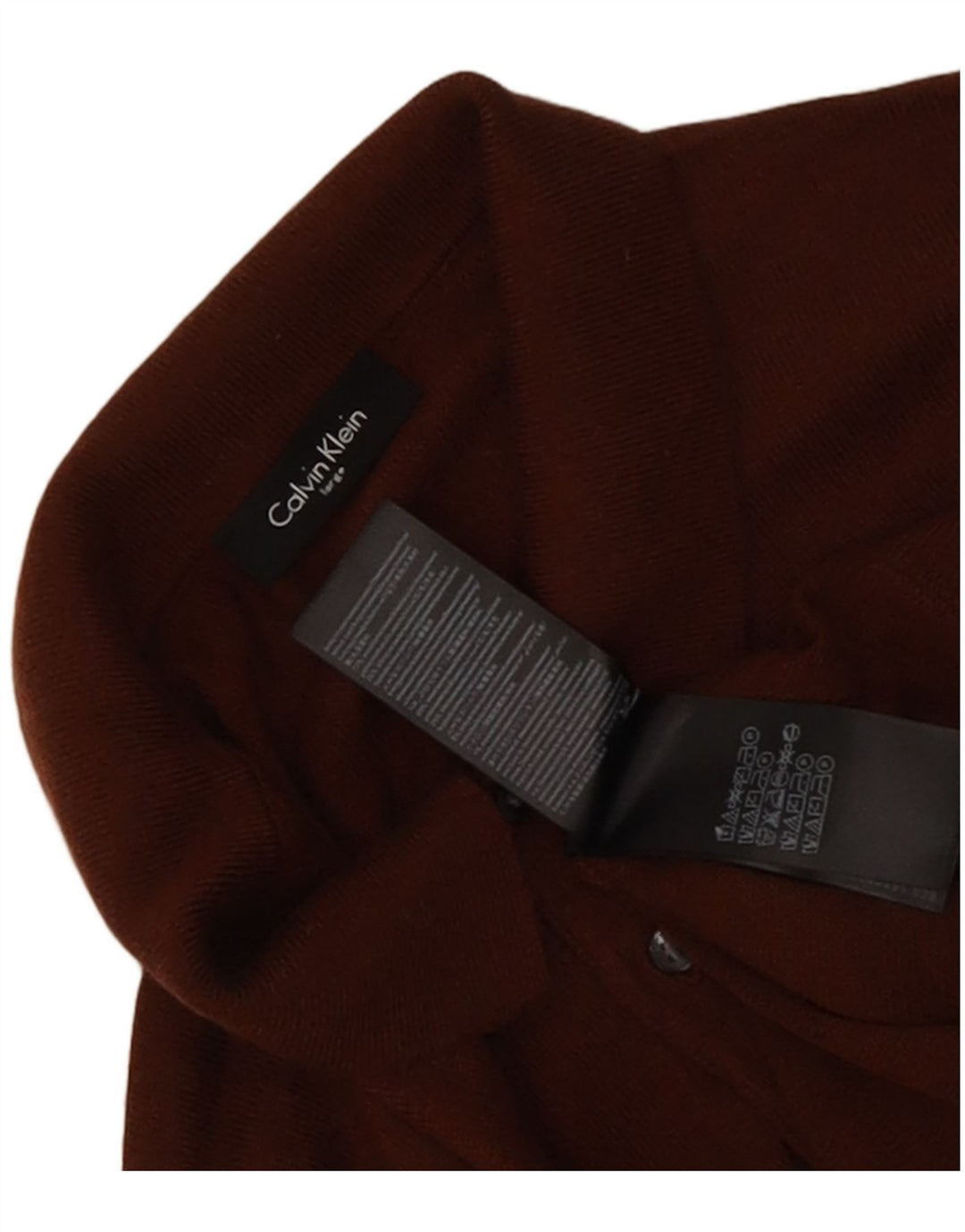 Suéter masculino Calvin Klein com gola polo grande de lã marrom