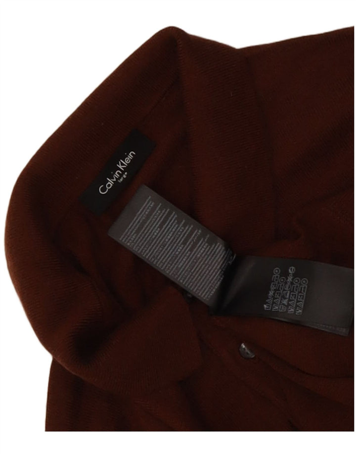 Suéter masculino Calvin Klein com gola polo grande de lã marrom
