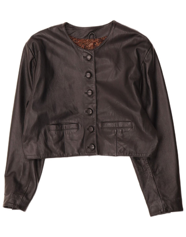 Bolero de couro feminino vintage EU 44 XL couro preto