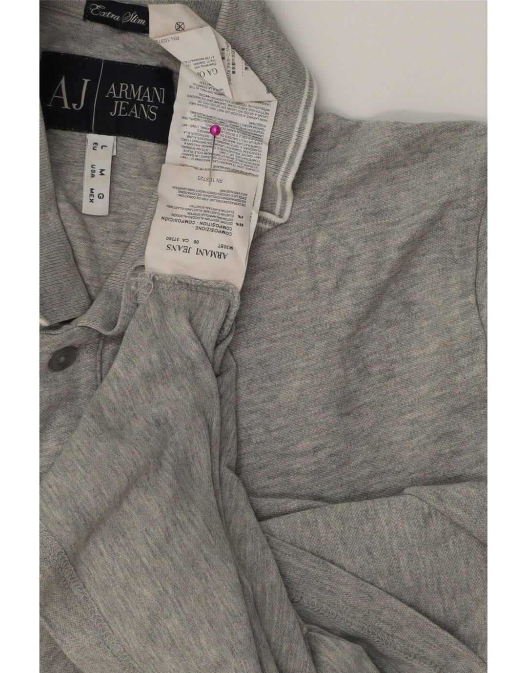 Camisa polo masculina Armani Jeans extra slim fit algodão cinza médio