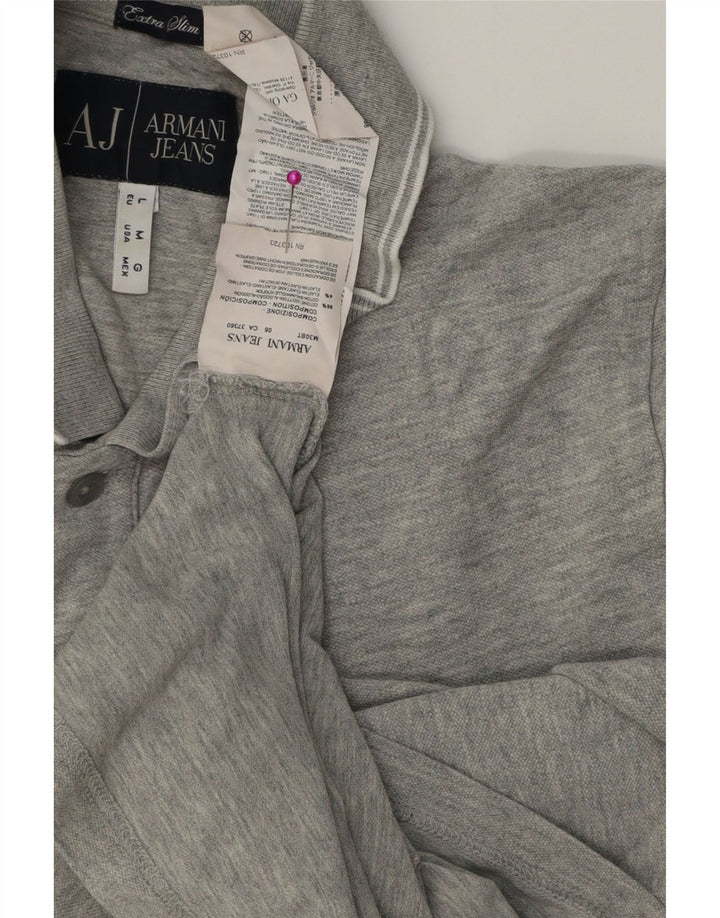 Camisa polo masculina Armani Jeans extra slim fit algodão cinza médio
