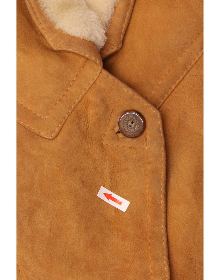 Jaqueta feminina vintage de shearling de grandes dimensões IT 42 Medium Brown Colourblock