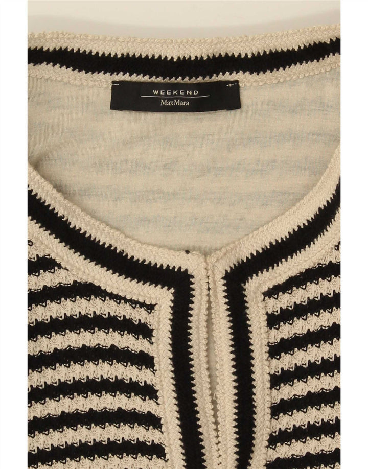 Suéter cardigã feminino Max Mara Reino Unido 14 listrado preto médio