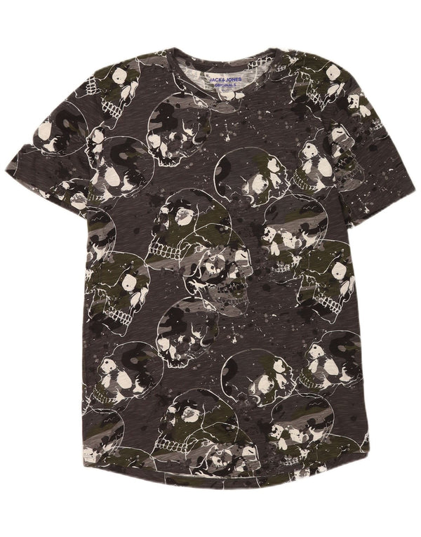 Camiseta masculina Jack & Jones Slim Fit gráfica Top XL cinza gótico