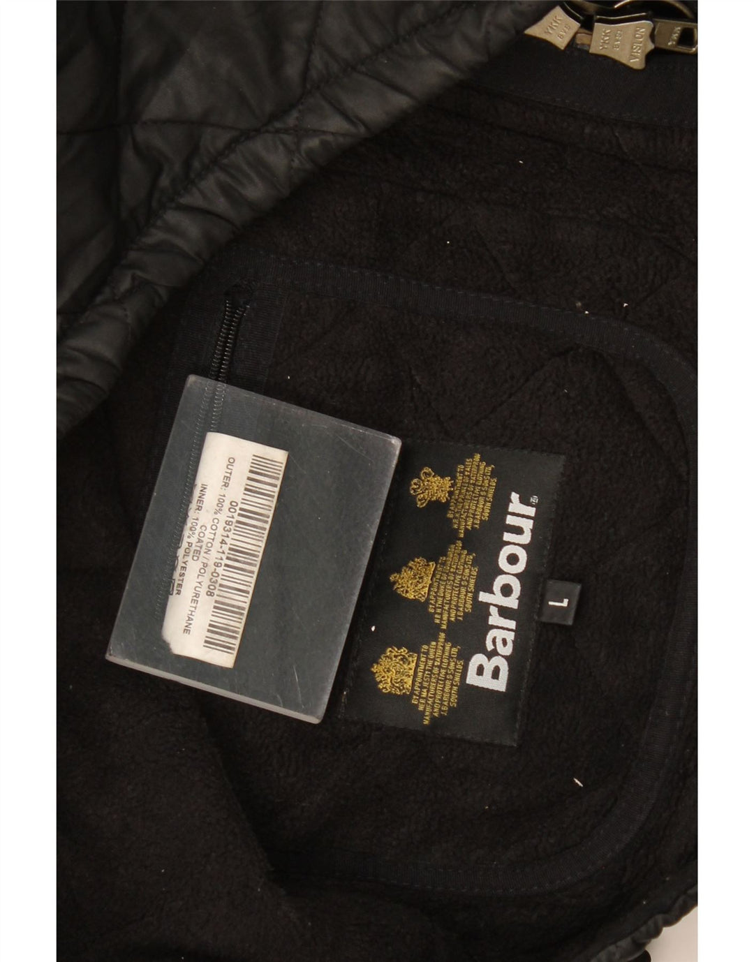 Jaqueta acolchoada masculina Barbour UK 40 grande algodão preto