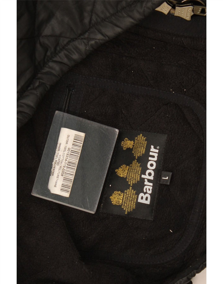Jaqueta acolchoada masculina Barbour UK 40 grande algodão preto