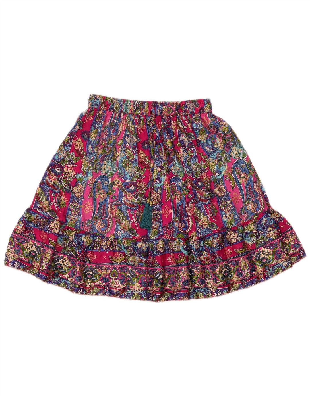 Saia larga feminina VINTAGE W22 2XS Paisley multicolorido