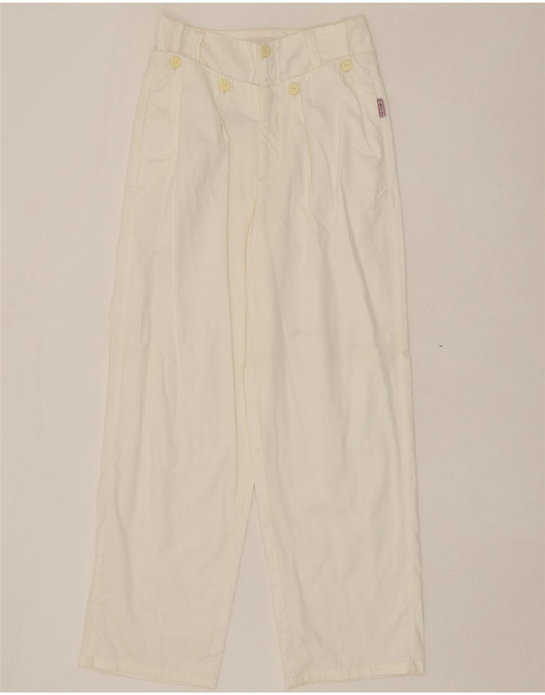 VINTAGE Womens Pegged Casual Trousers IT 42 Medium W26 L29 White Cotton Vintage Vintage and Second-Hand Vintage from Messina Hembry 
