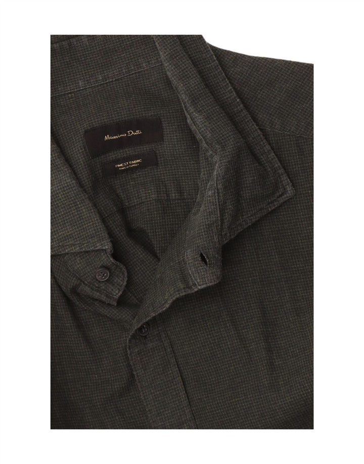 Camisa masculina Massimo Dutti verde médio Houndstooth