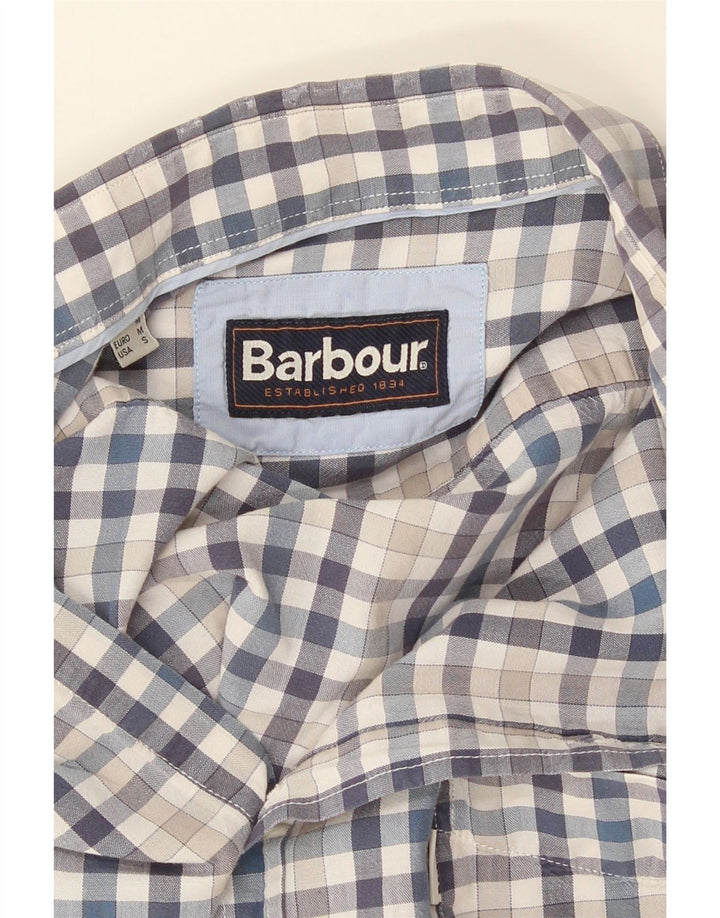Camisa masculina Barbour média azul guingão
