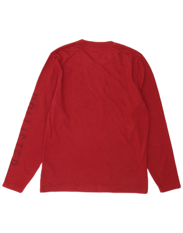 Hollister Mens Graphic Top Manga Longa Médio Algodão Borgonha
