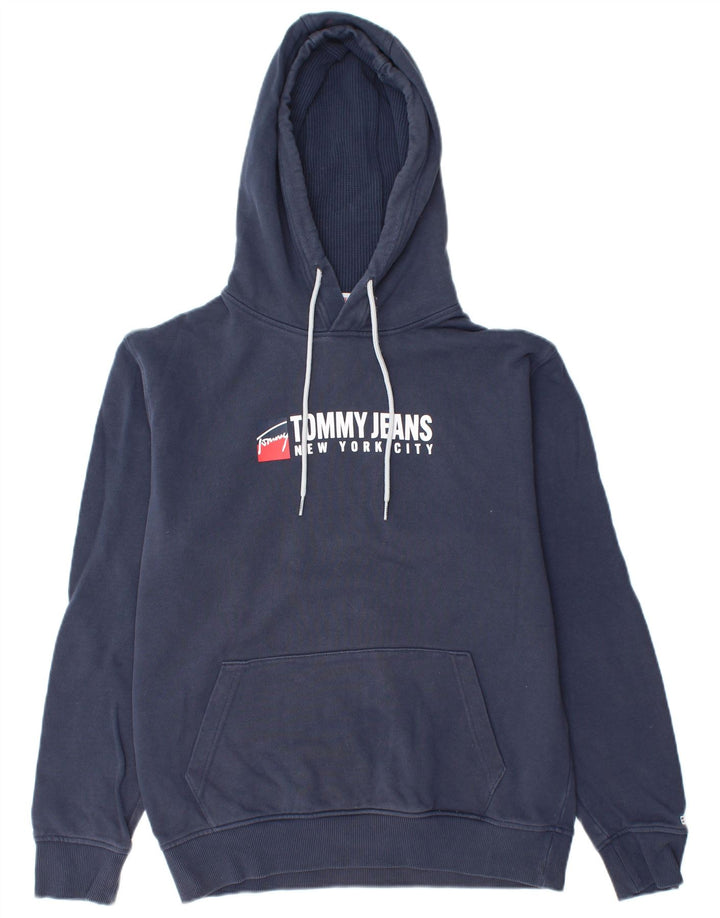 Suéter com capuz gráfico masculino TOMMY HILFIGER grande algodão azul marinho