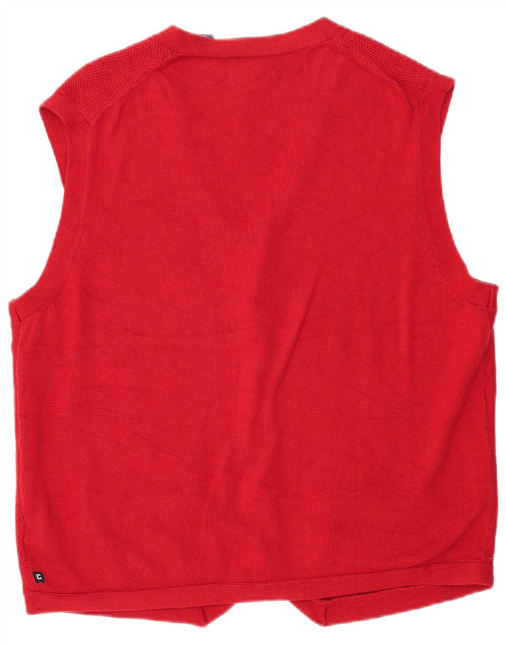 Suéter cardigã masculino sem mangas CHAPS grande algodão vermelho