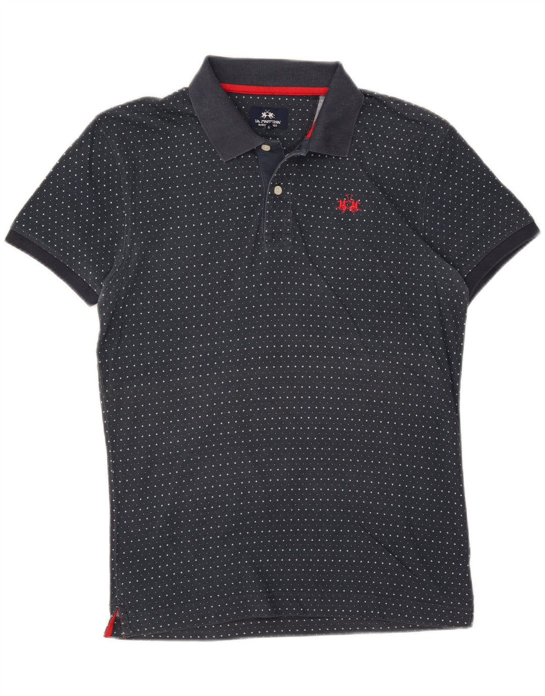 Camisa polo masculina La Martina com padrão abstrato slim fit grande azul marinho