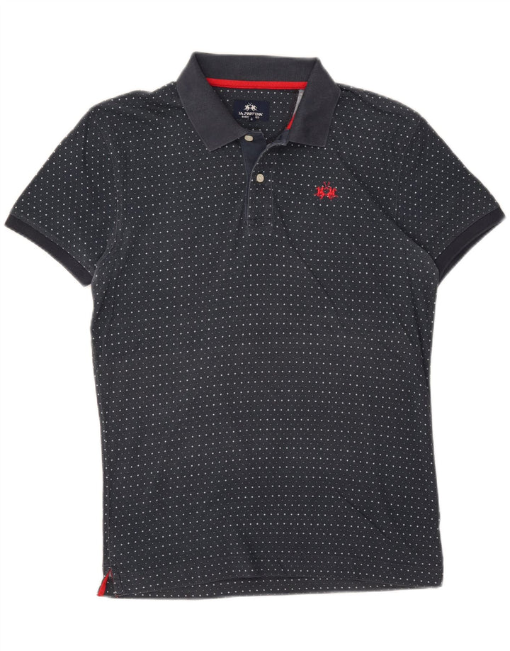 Camisa polo masculina La Martina com padrão abstrato slim fit grande azul marinho